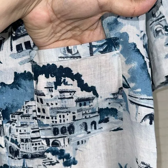Cynthia Rowley S White Shades of Sea Blue The Amalfi Coast Italy Scapes PJ Set