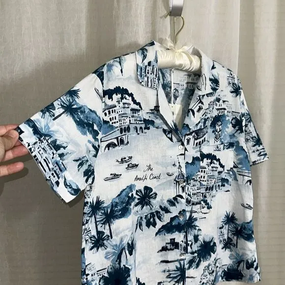 Cynthia Rowley S White Shades of Sea Blue The Amalfi Coast Italy Scapes PJ Set