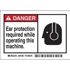 DANGER Ear protection required while operating this machine. Labels