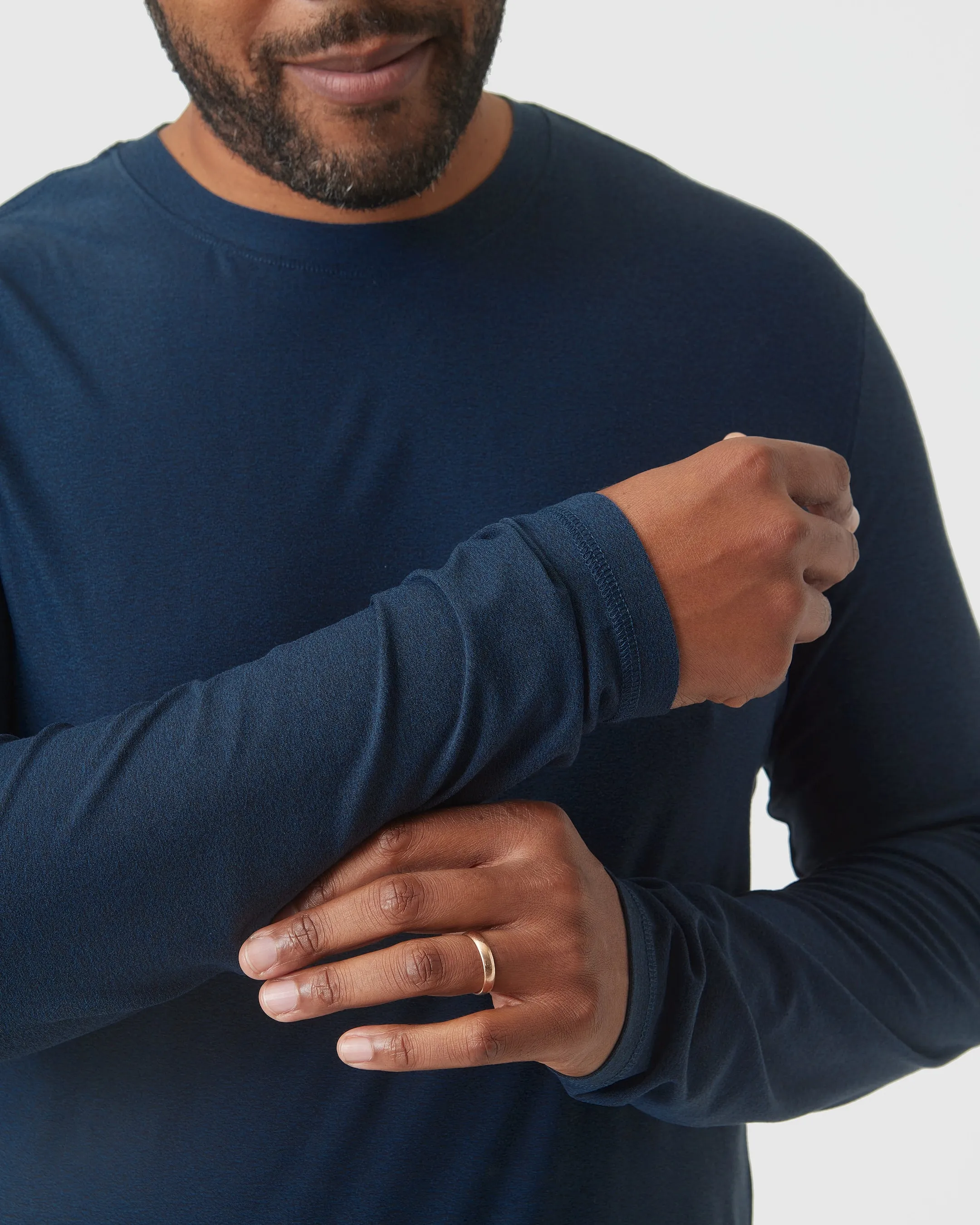 Deep Sea Blue Heather Active Long Sleeve Crew T-Shirt