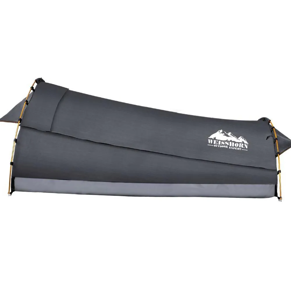Double Swag Camping Swags Canvas Tent Deluxe Dark Grey Large Bag