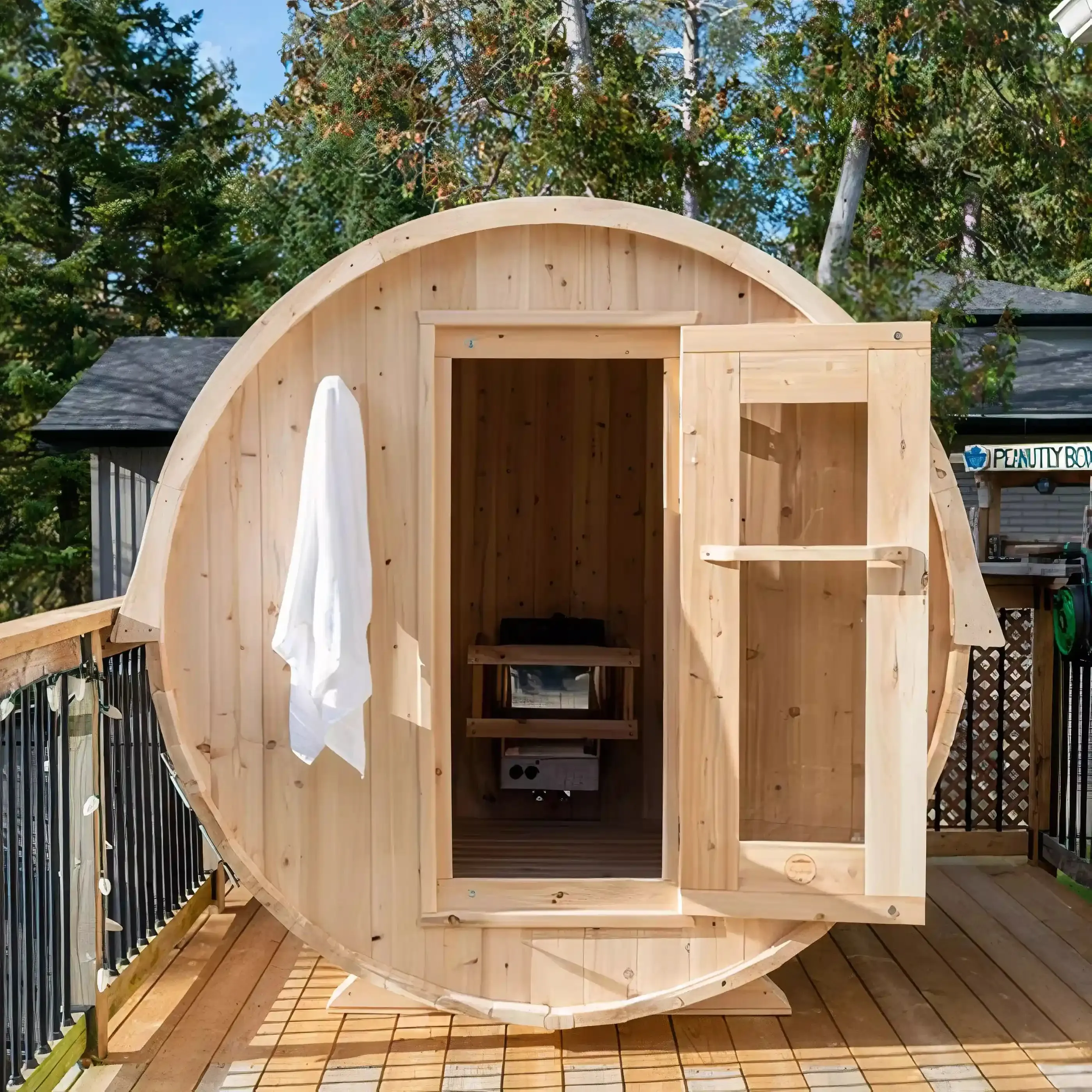 Dundalk CT Harmony 4 Person Barrel Sauna | Wood Burning Heater