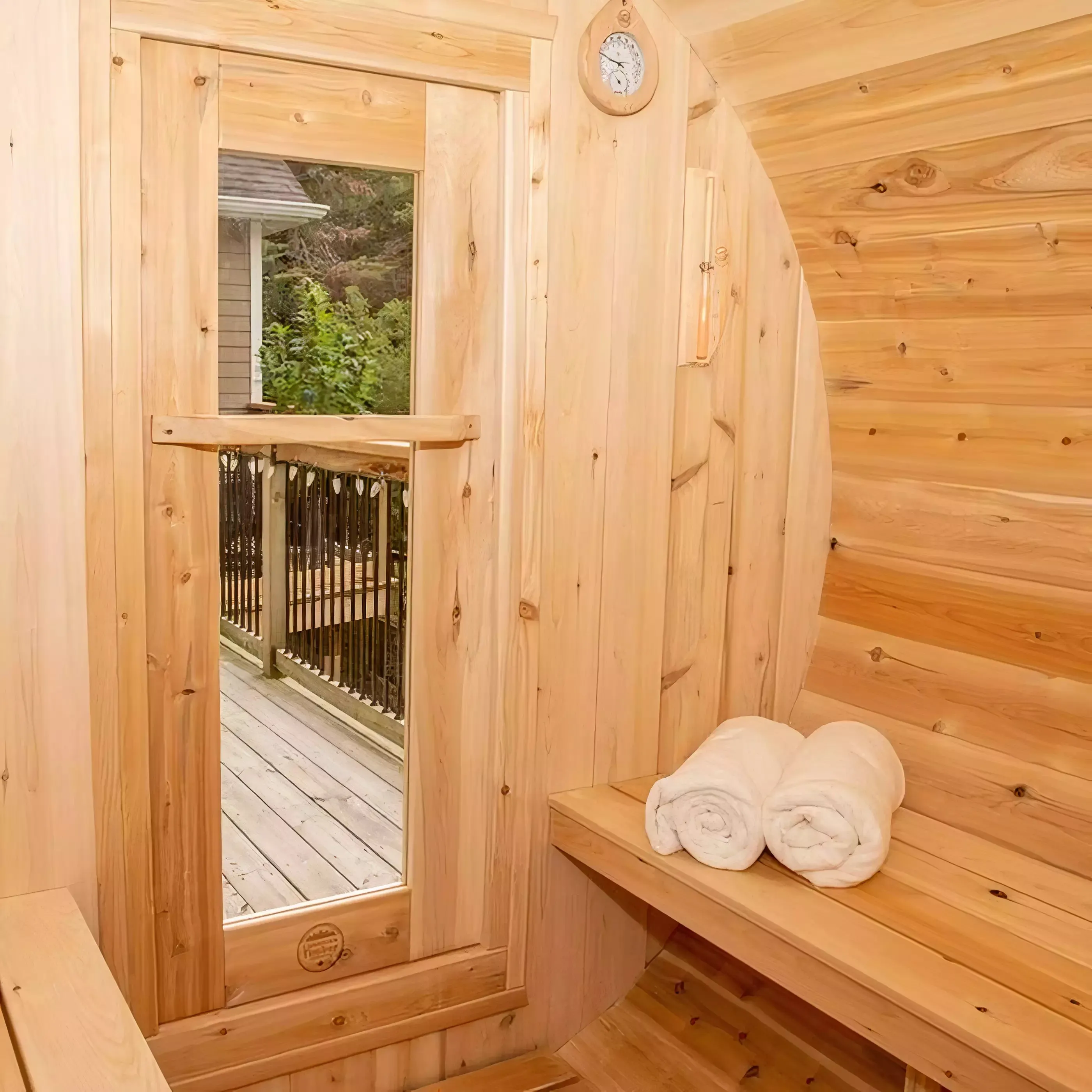 Dundalk CT Harmony 4 Person Barrel Sauna | Wood Burning Heater