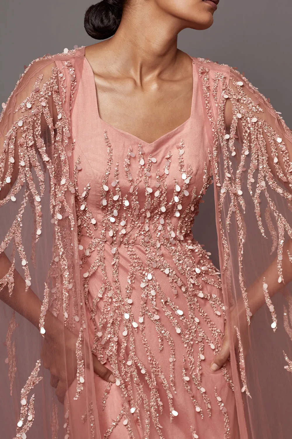 Dust Rose Cape Dress