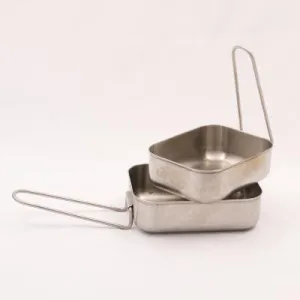 Dutch Stainless Steel Mess Tins. Used/Graded. Silver.