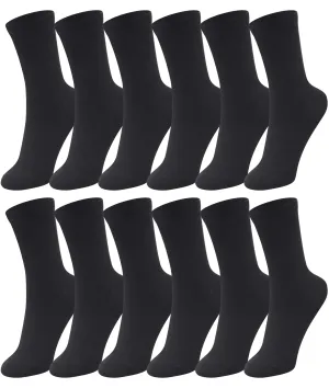 Duufin 12 Pairs Womens Crew Socks Mid Calf Socks Womens Black Crew Socks Size 5-9 Workout Socks Women Gym Socks Plain Black Socks Crew Lightweight Casual Socks