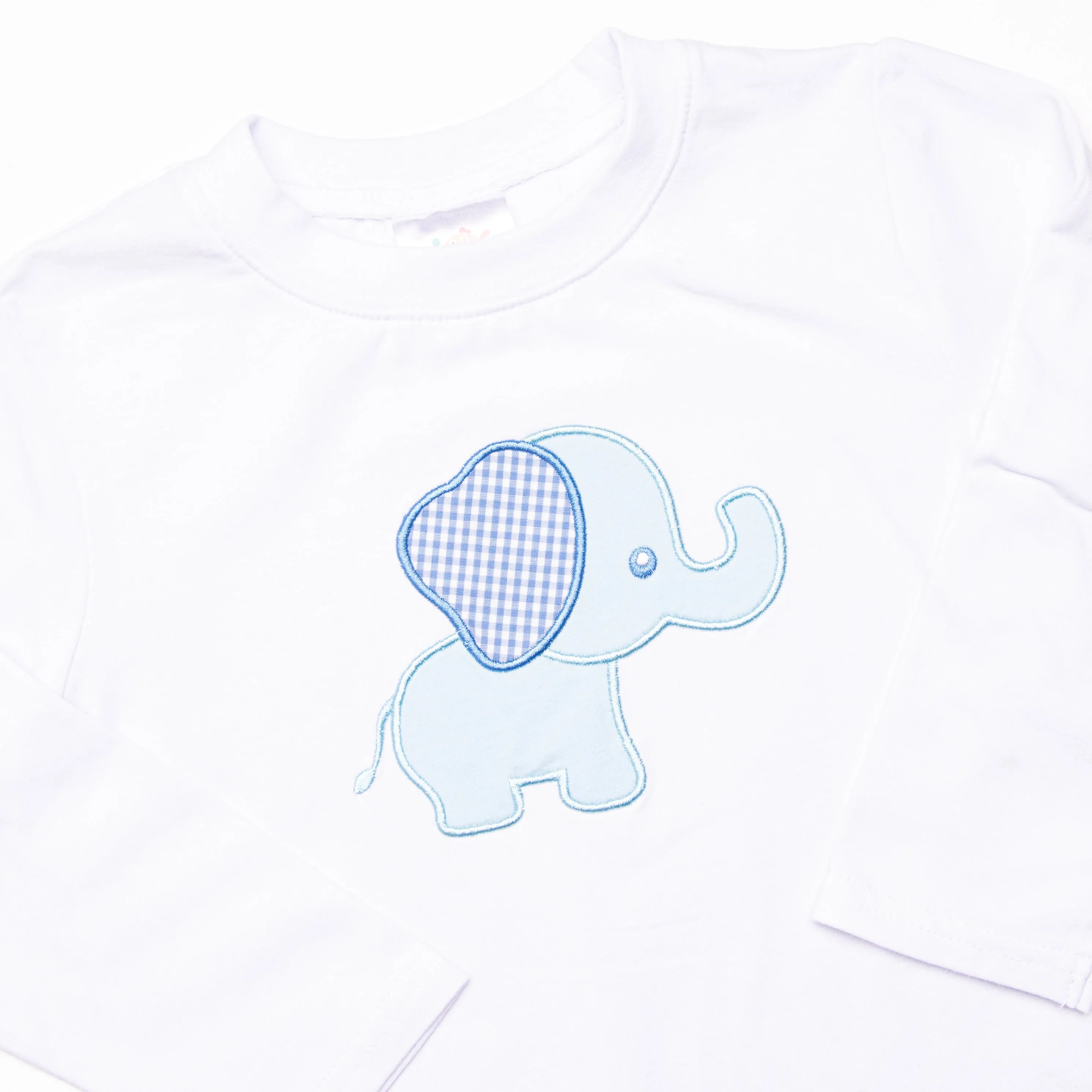 Ernie the Elephant Applique Top, White