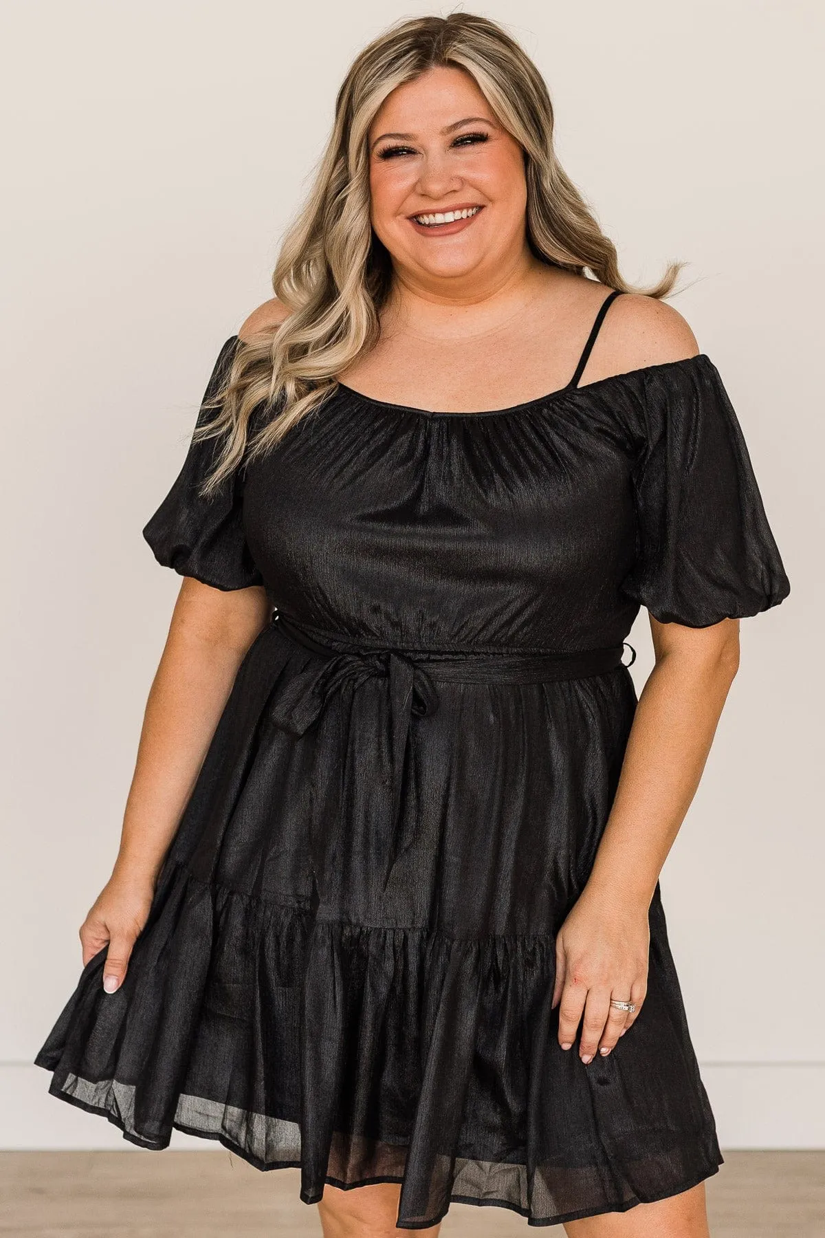 Expecting Miracles Puff Sleeve Dress- Black
