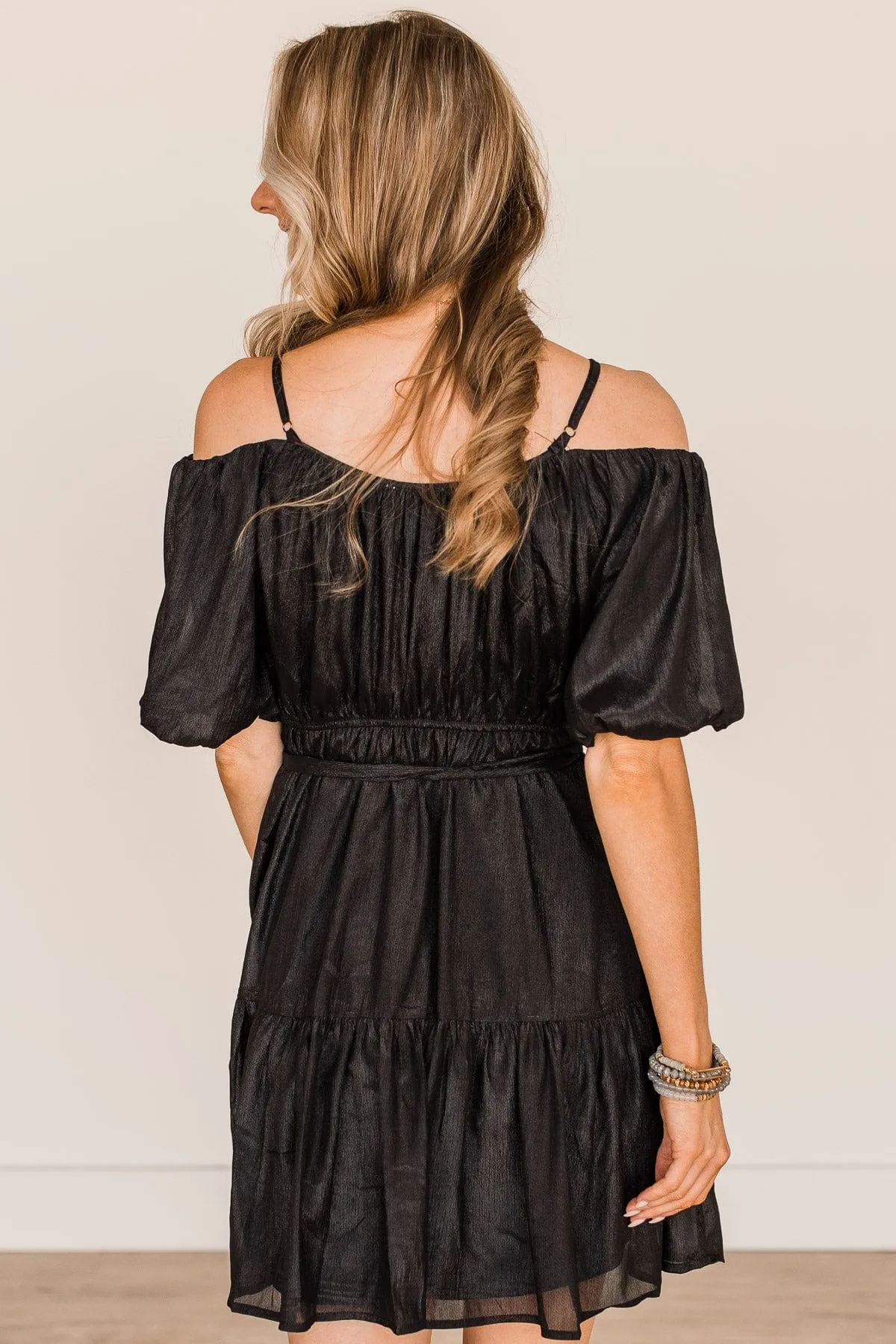 Expecting Miracles Puff Sleeve Dress- Black