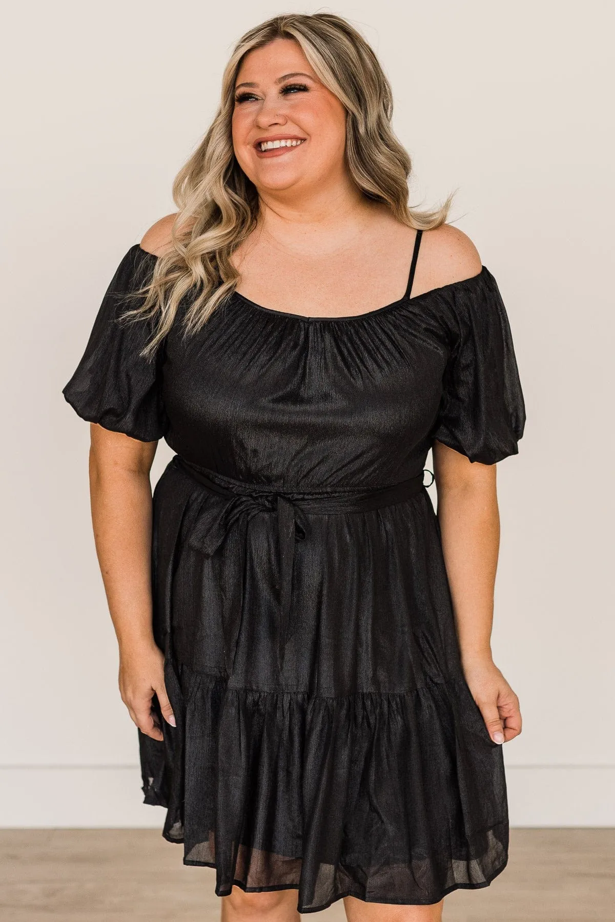 Expecting Miracles Puff Sleeve Dress- Black