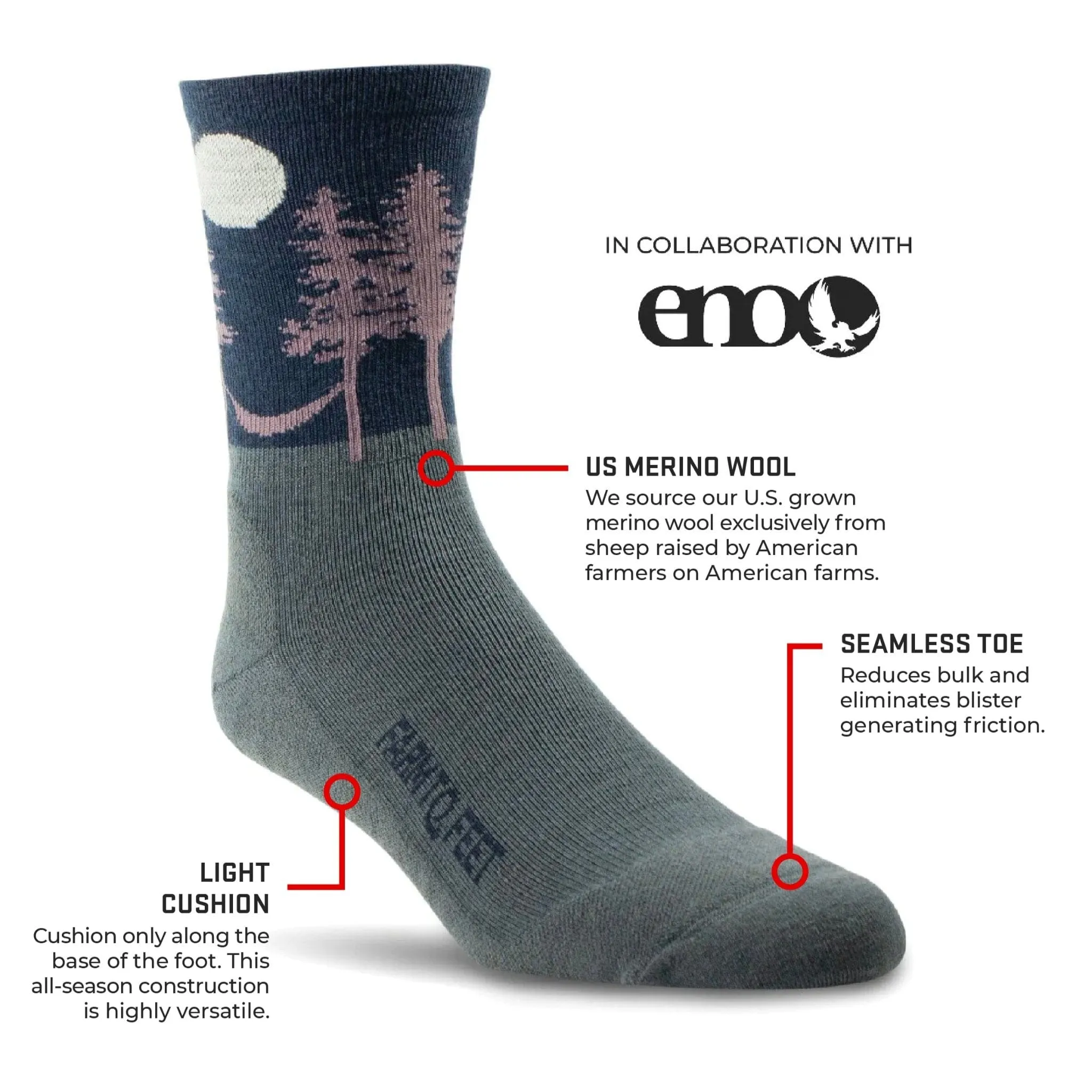 Farm to Feet Asheville Trail Light Cushion 3/4 Crew Socks