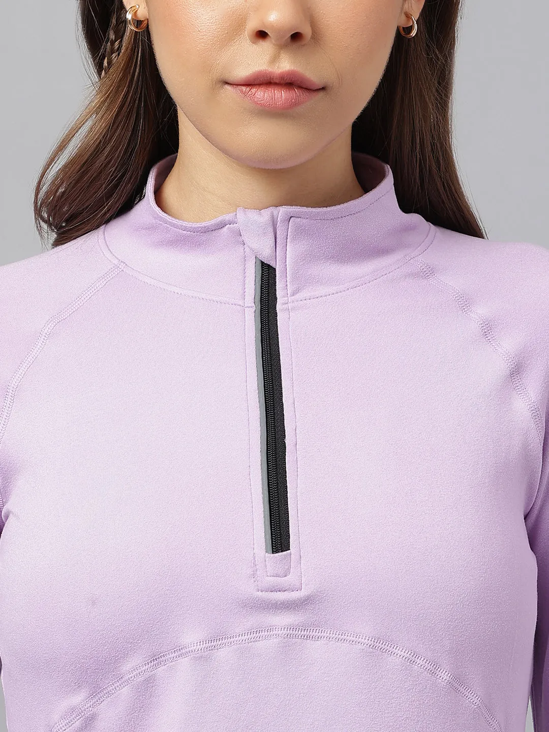 Fitkin women front zipper longsleeves t-shirt
