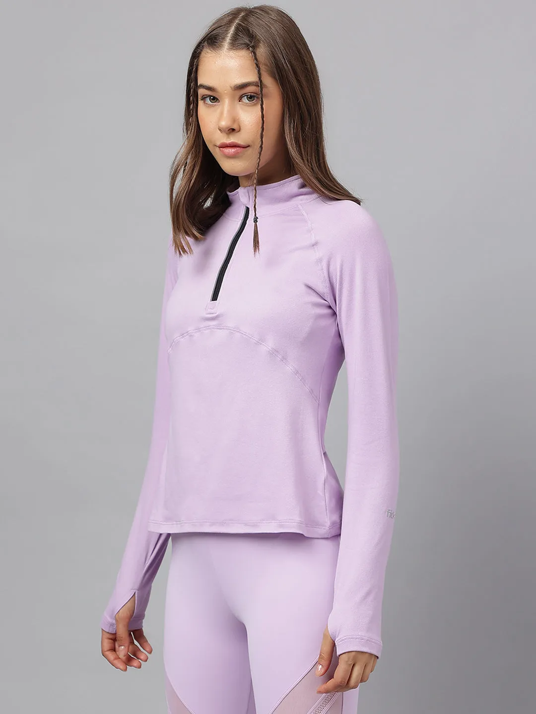 Fitkin women front zipper longsleeves t-shirt