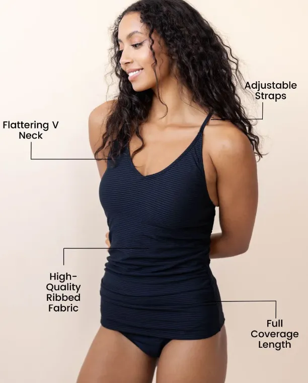 Flat Rib V Neck Tankini