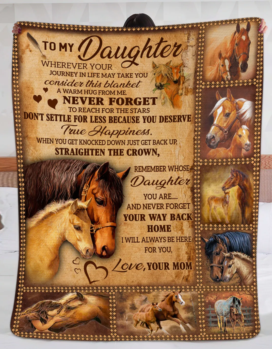 Fleece Blanket - Horse - To My Daughter - Love Your Mom