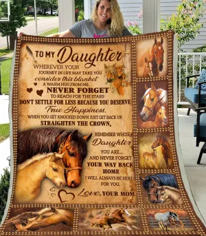 Fleece Blanket - Horse - To My Daughter - Love Your Mom
