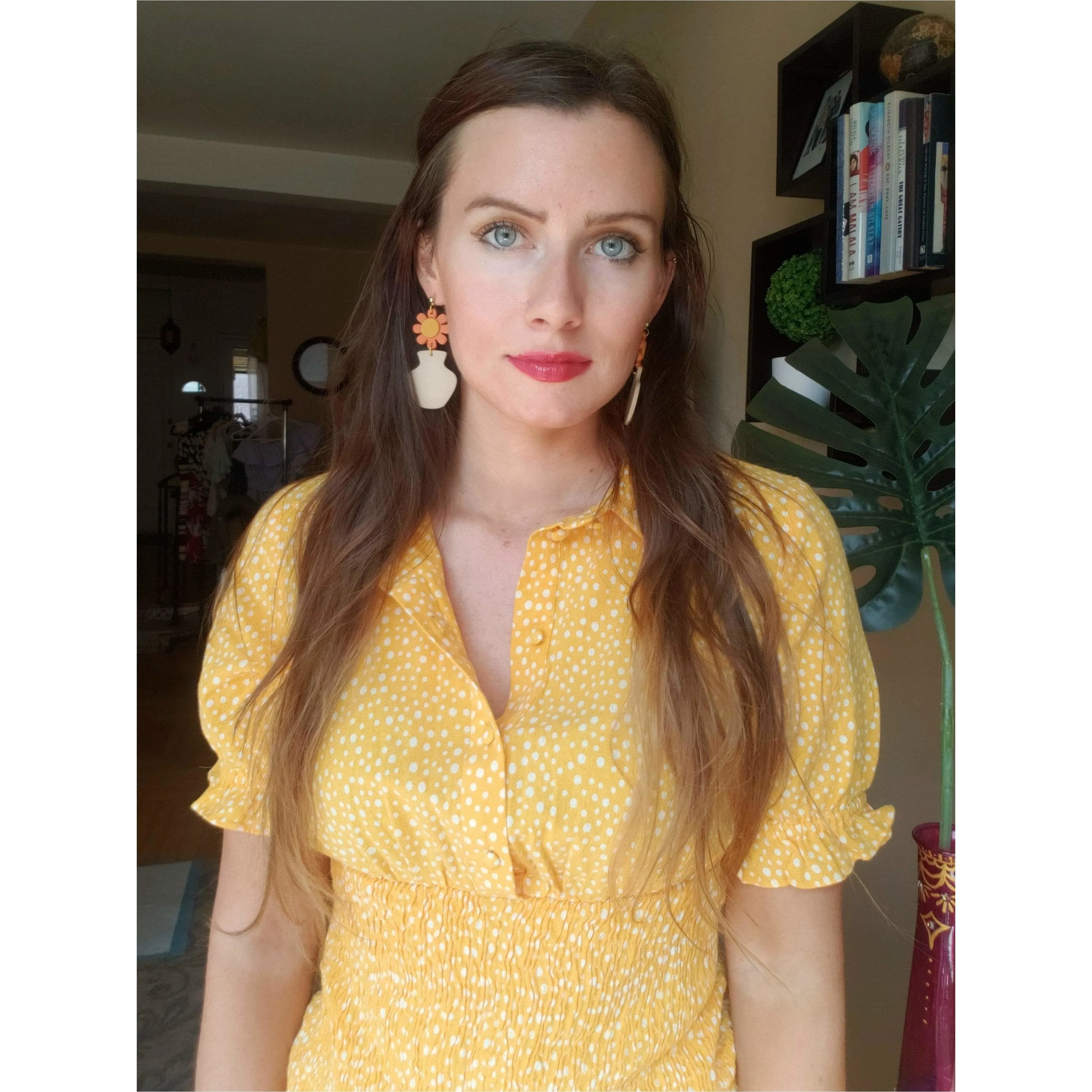 Floral Terracota Pot Earrings