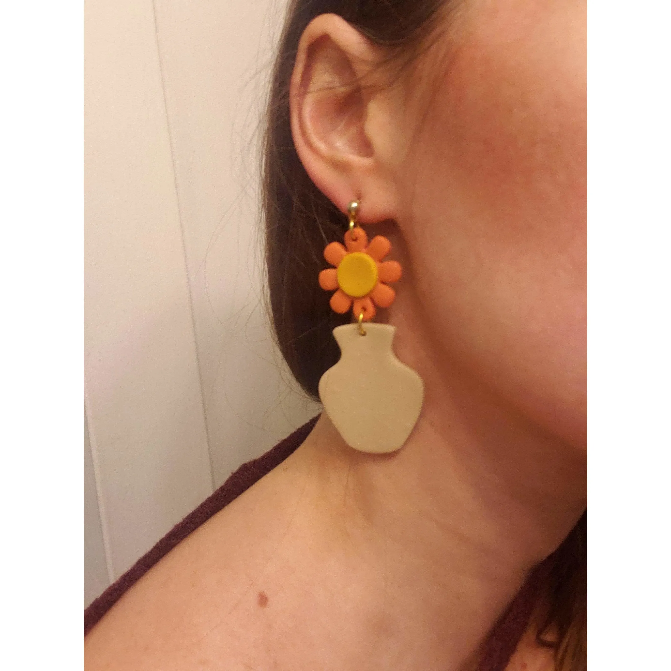 Floral Terracota Pot Earrings