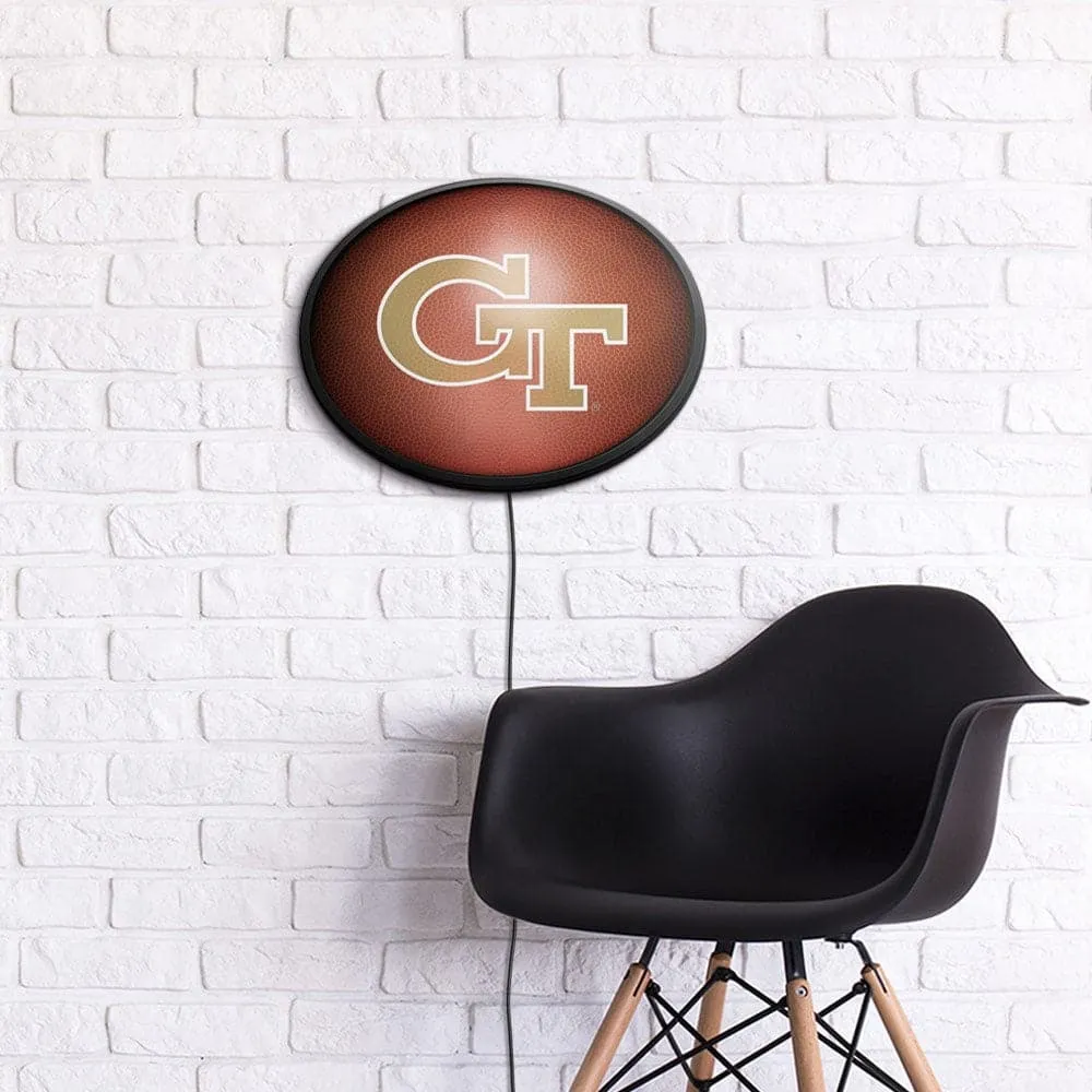 Georgia Tech Yellow Jackets: Pigskin - Oval Slimline Lighted Wall Sign