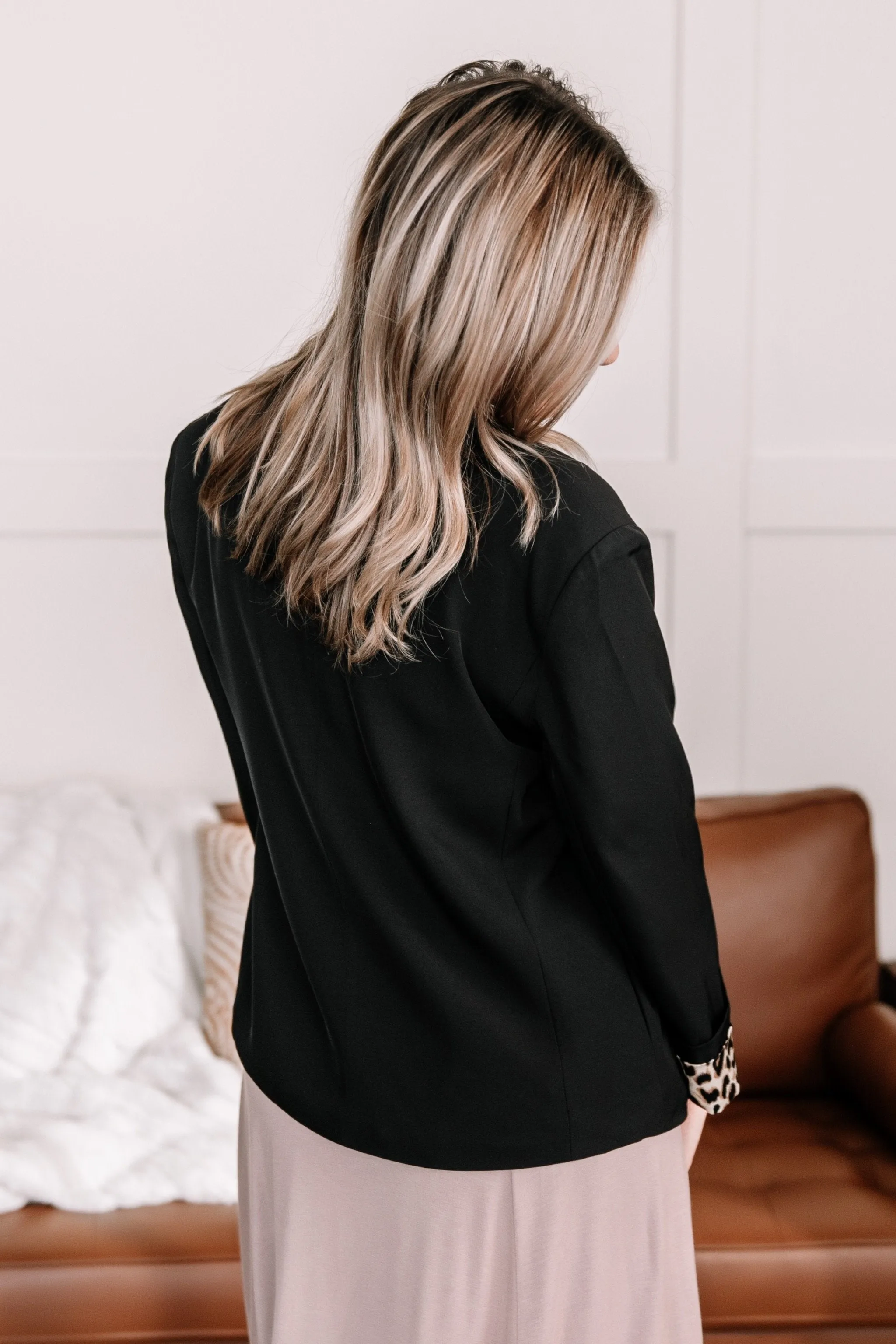Get Me Through It Leopard Trimmed Blazer
