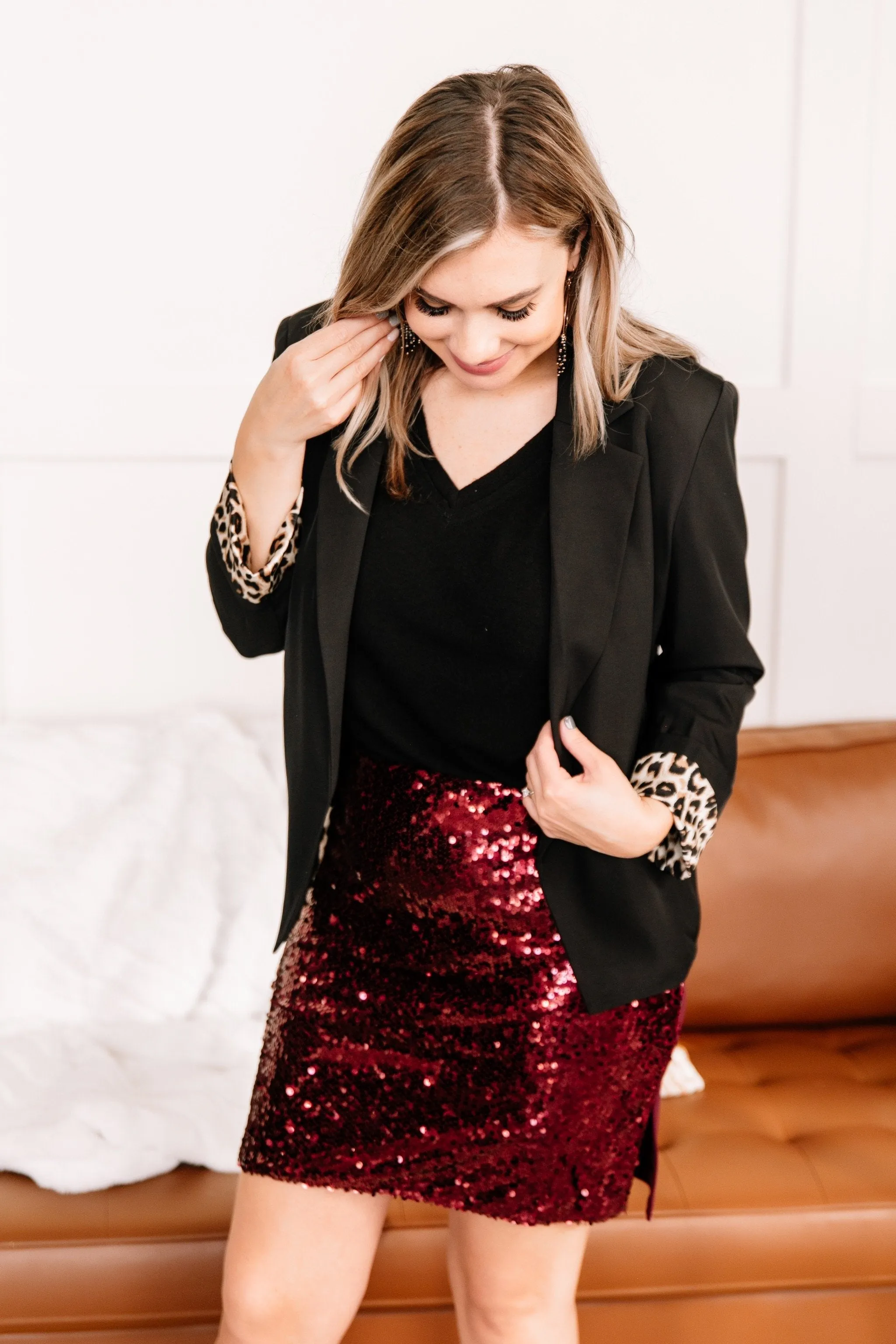 Get Me Through It Leopard Trimmed Blazer
