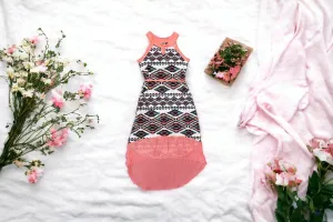 GIRL SIZE 8 YEARS - PAPER DOLL, High/Low Summer Dress EUC B38