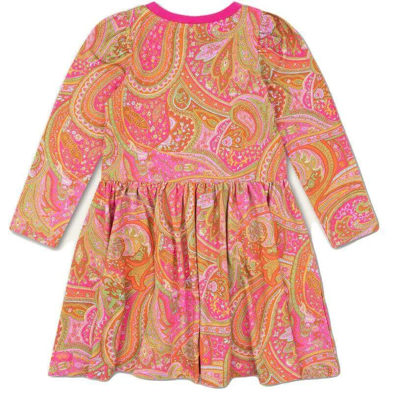 Girls Pink Paisley Drum Jersey Dress