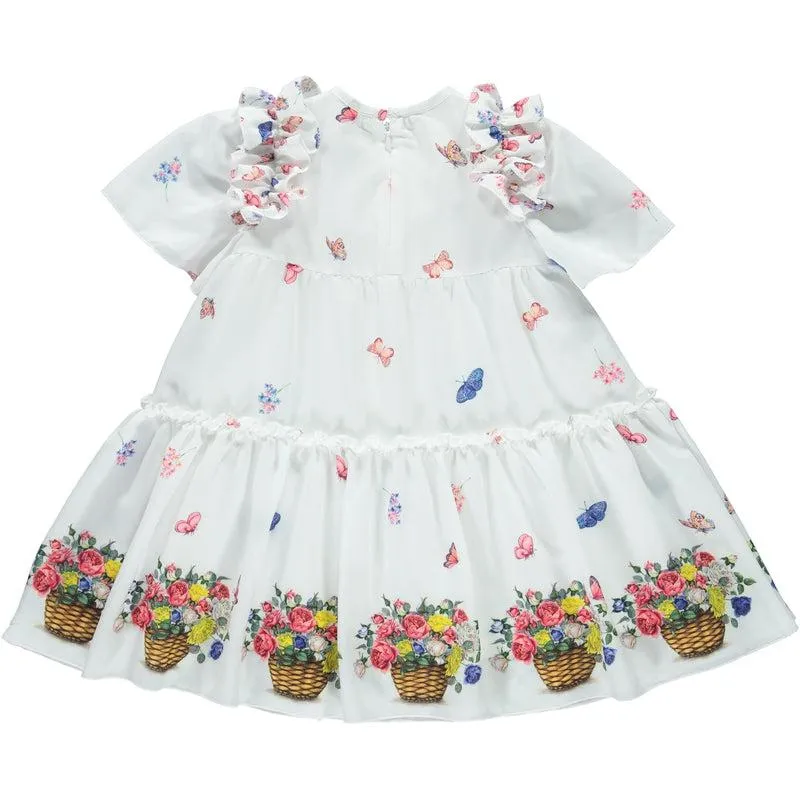 Girls White Flower Basket Dress