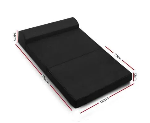 Giselle Bedding Folding Foam Mattress Portable Double Sofa Bed Mat Air Mesh Fabric Black