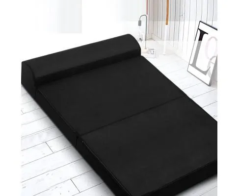 Giselle Bedding Folding Foam Mattress Portable Double Sofa Bed Mat Air Mesh Fabric Black
