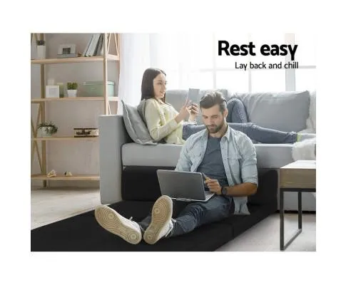 Giselle Bedding Folding Foam Mattress Portable Double Sofa Bed Mat Air Mesh Fabric Black