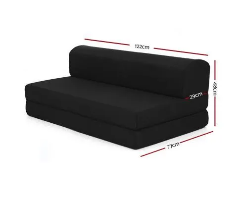 Giselle Bedding Folding Foam Mattress Portable Double Sofa Bed Mat Air Mesh Fabric Black
