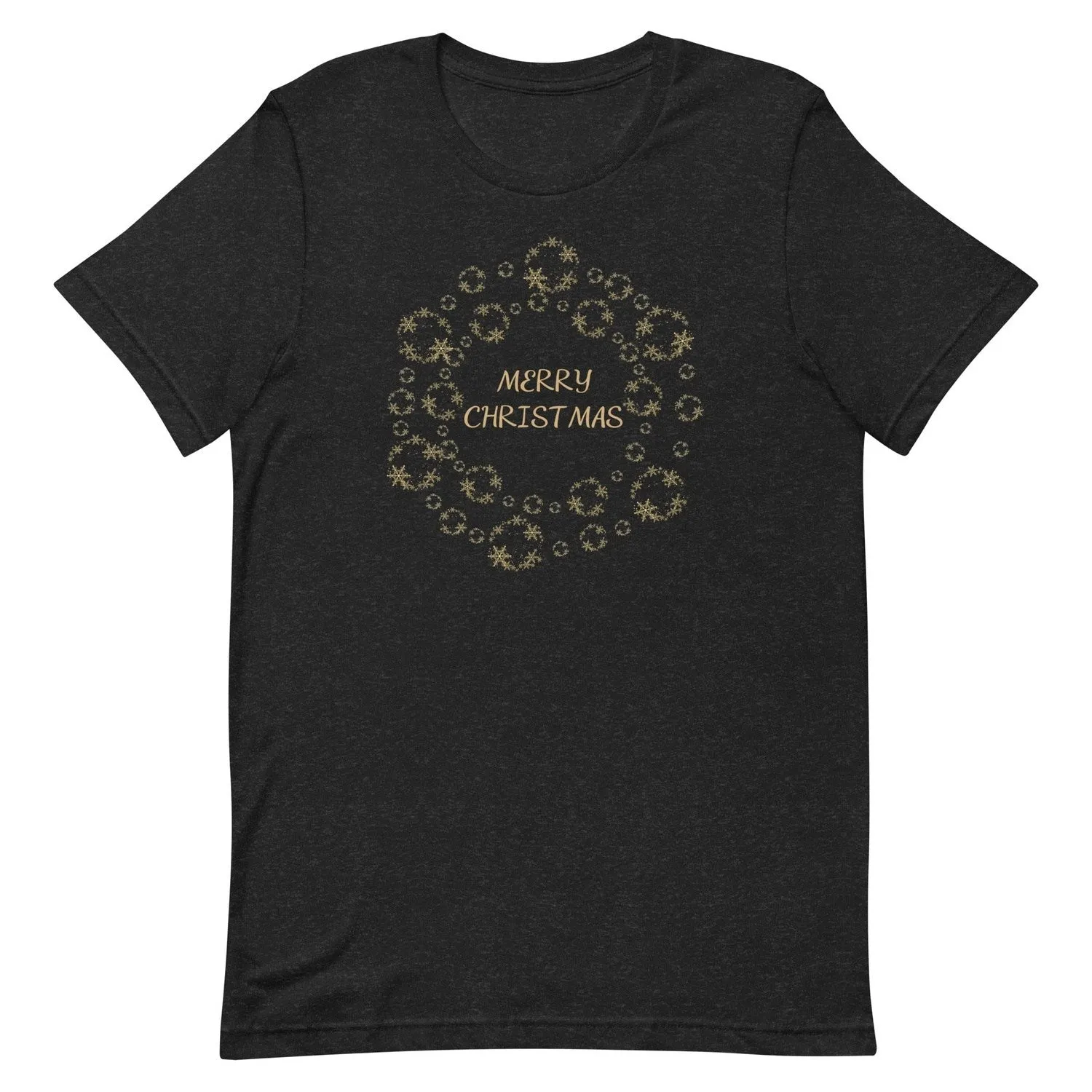 Gold Merry Christmas Tee Shirt Crew Neck, V Neck, Long Sleeve
