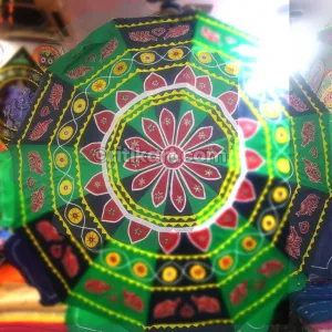 Green, Red & Yellow Garden Umbrella - 8 Feet.