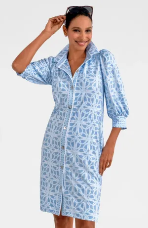 Gretchen Scott Swagger Dress Periwinkle Ring Toss Print