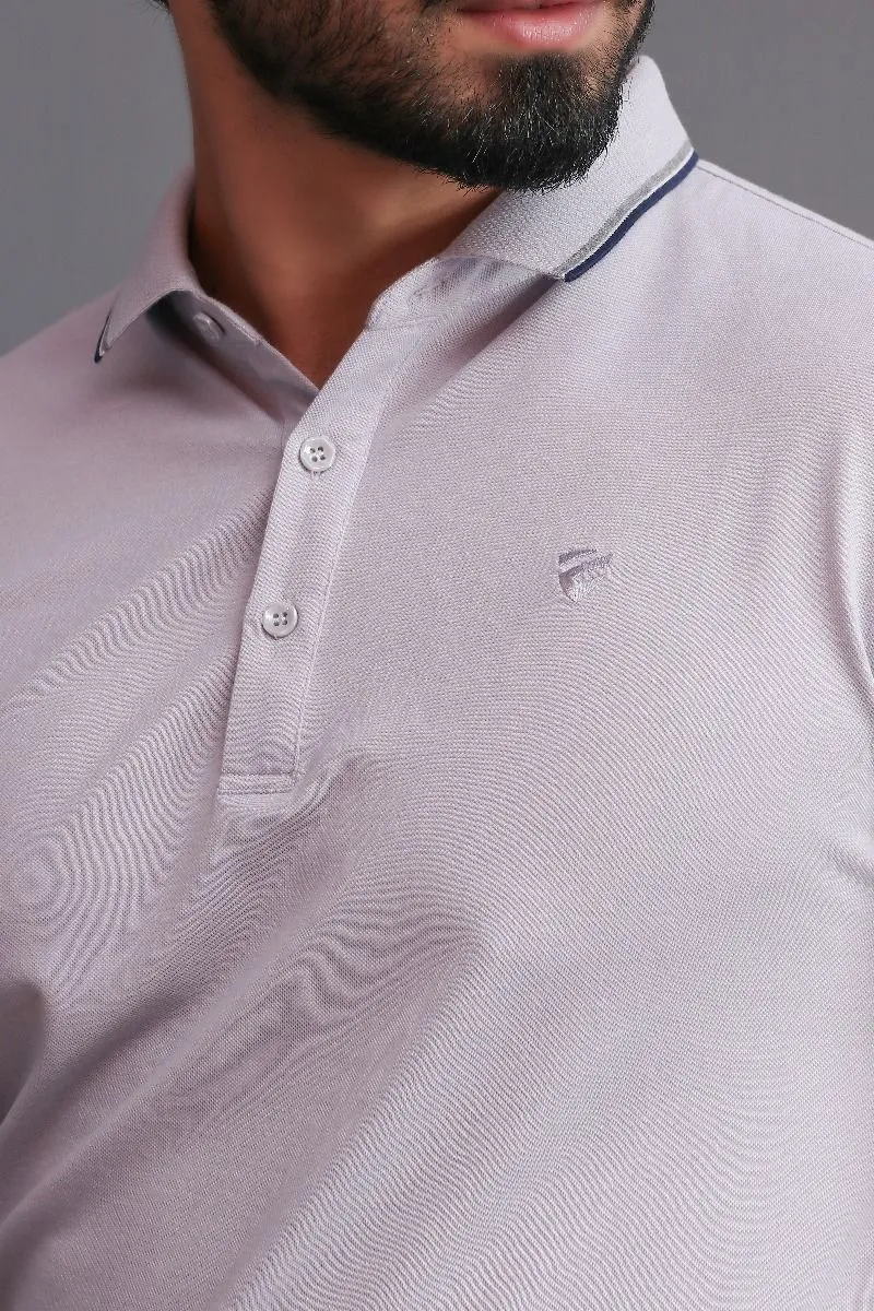 GREY PIQUE POLO
