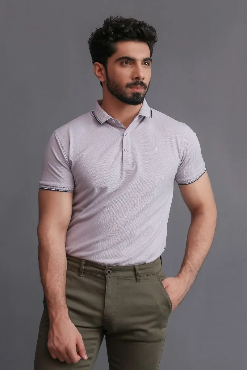 GREY PIQUE POLO