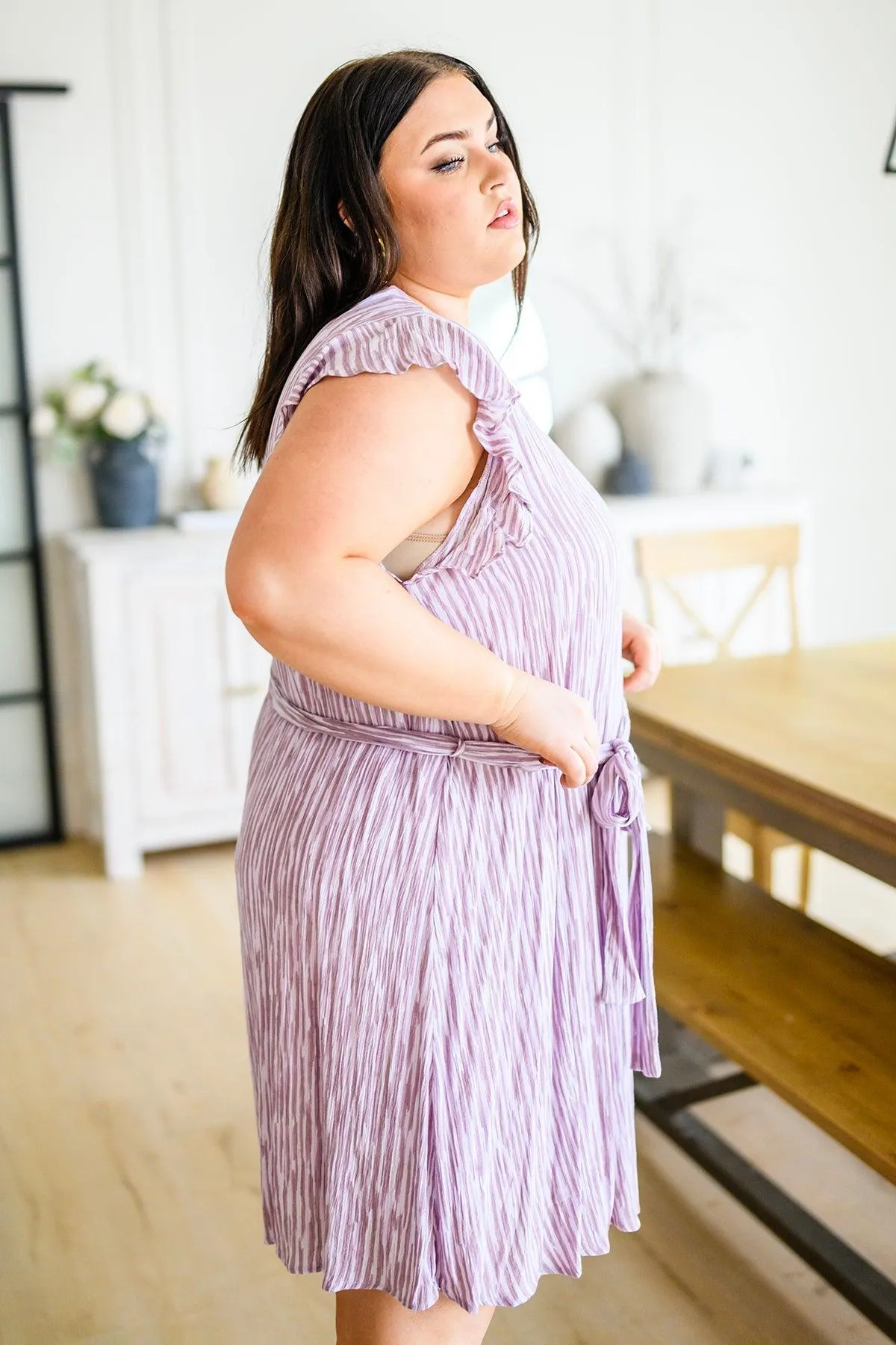 Hazel Blues® | Sandra Striped Flutter Sleeve Dress