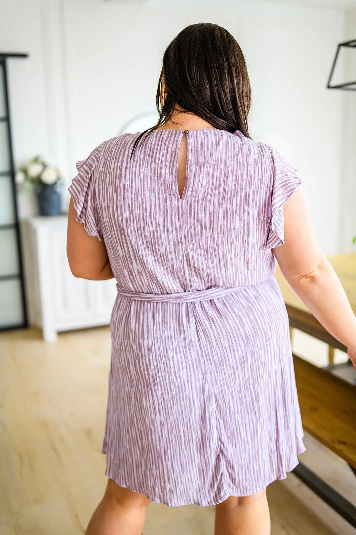 Hazel Blues® | Sandra Striped Flutter Sleeve Dress