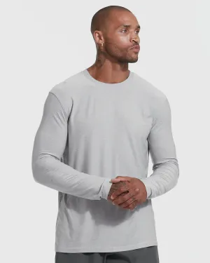 Heather Light Gray Active Long Sleeve Crew T-Shirt