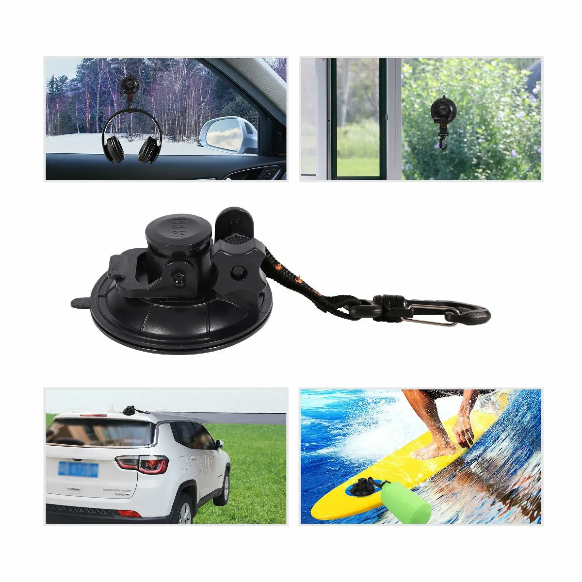 Heavy Duty Suction Cup Anchor with Securing Hook Tie Down