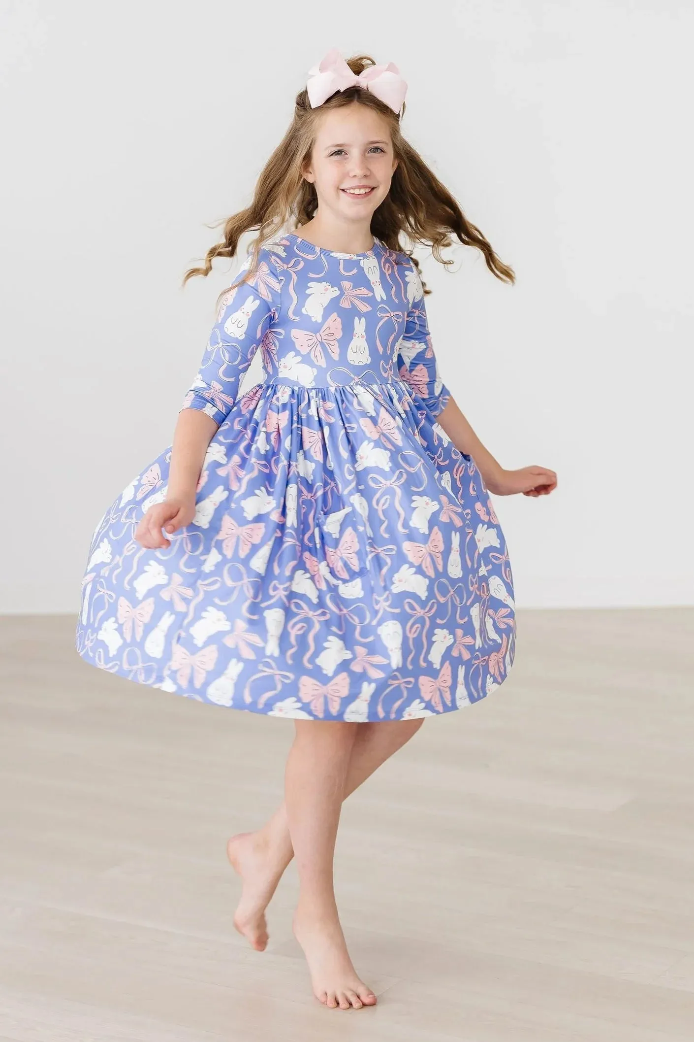 Hop, Skip & Twirl 3/4 Sleeve Pocket Twirl Dress