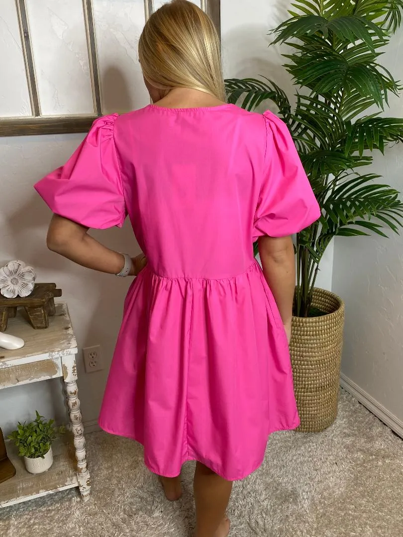Hot Pink Bow Dress