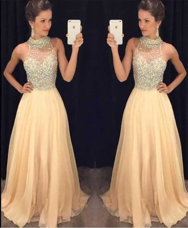 Hot Pink Halter Evening Prom Dresses With Beading, Cheap Party Dress on Line, MP109