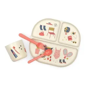 Illustrated Bamboo Kid Dinner Set