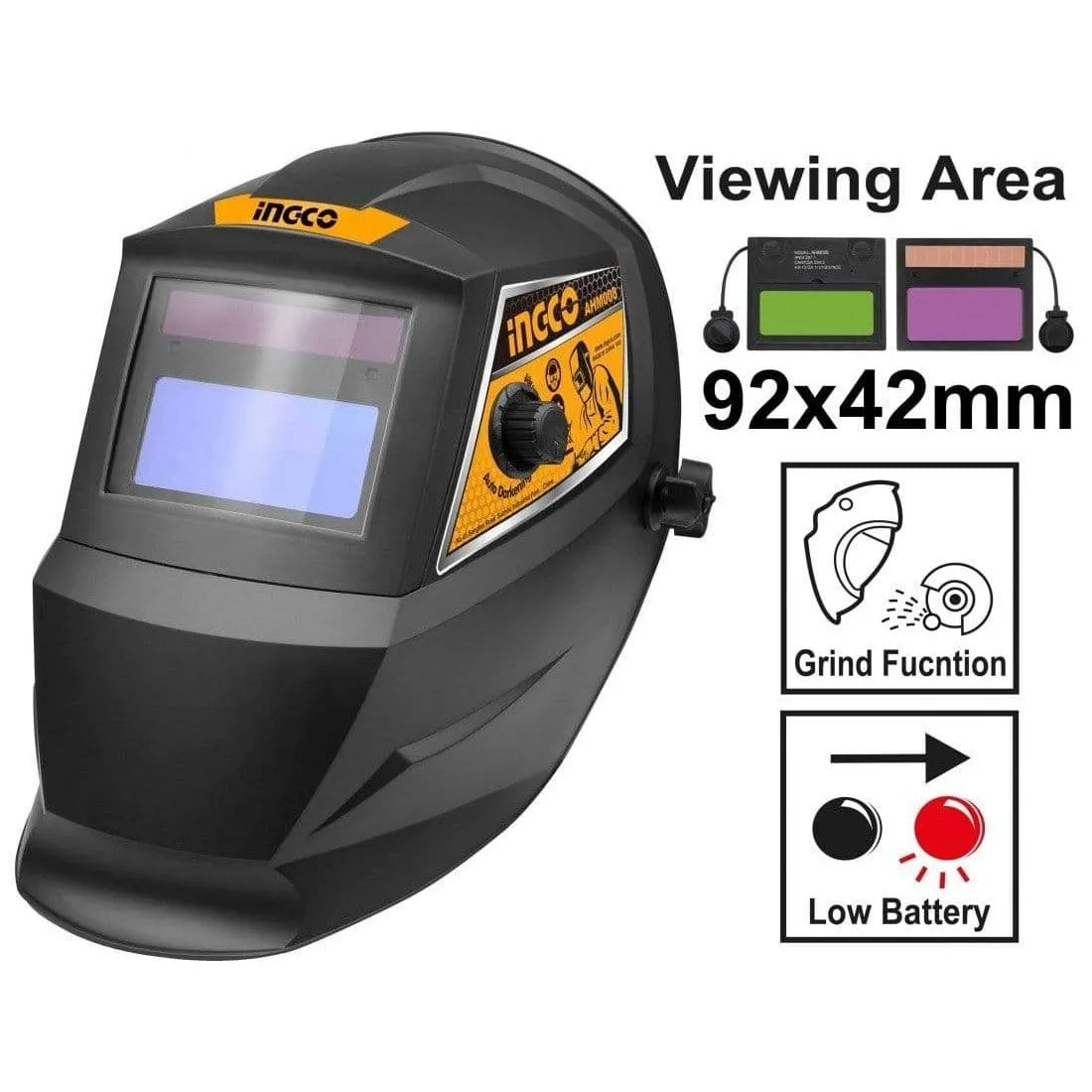 Ingco Auto Darkening Welding Helmet with UV/IR Protection – AHM008