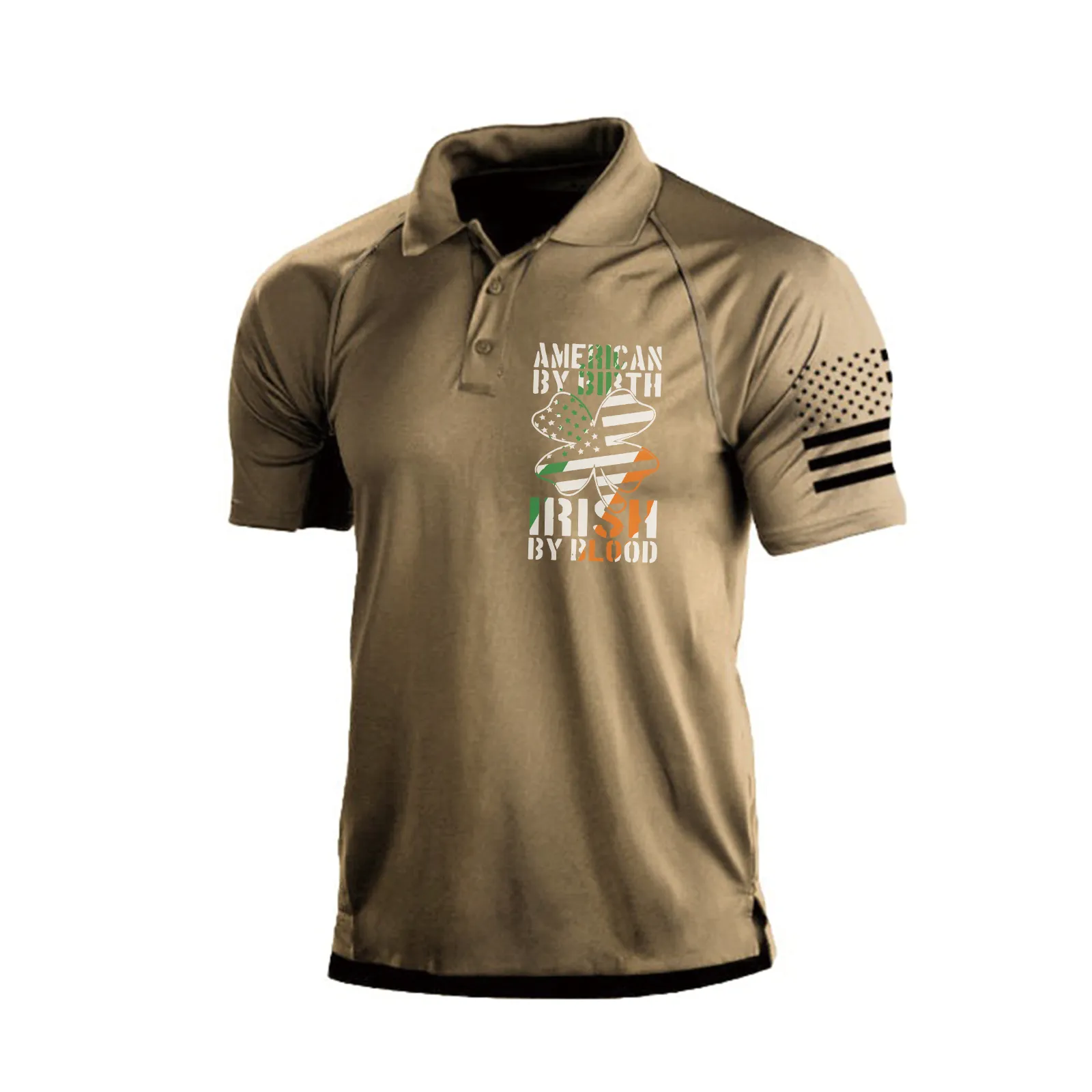 IRELAND FLAG SHAMROCK RAGLAN GRAPHIC POLO SHIRT