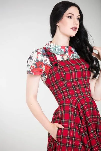 Irvine Pinafore Dress - Red Plaid -
