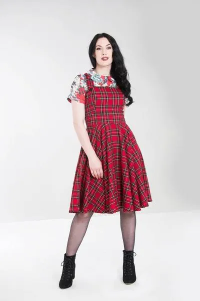 Irvine Pinafore Dress - Red Plaid -