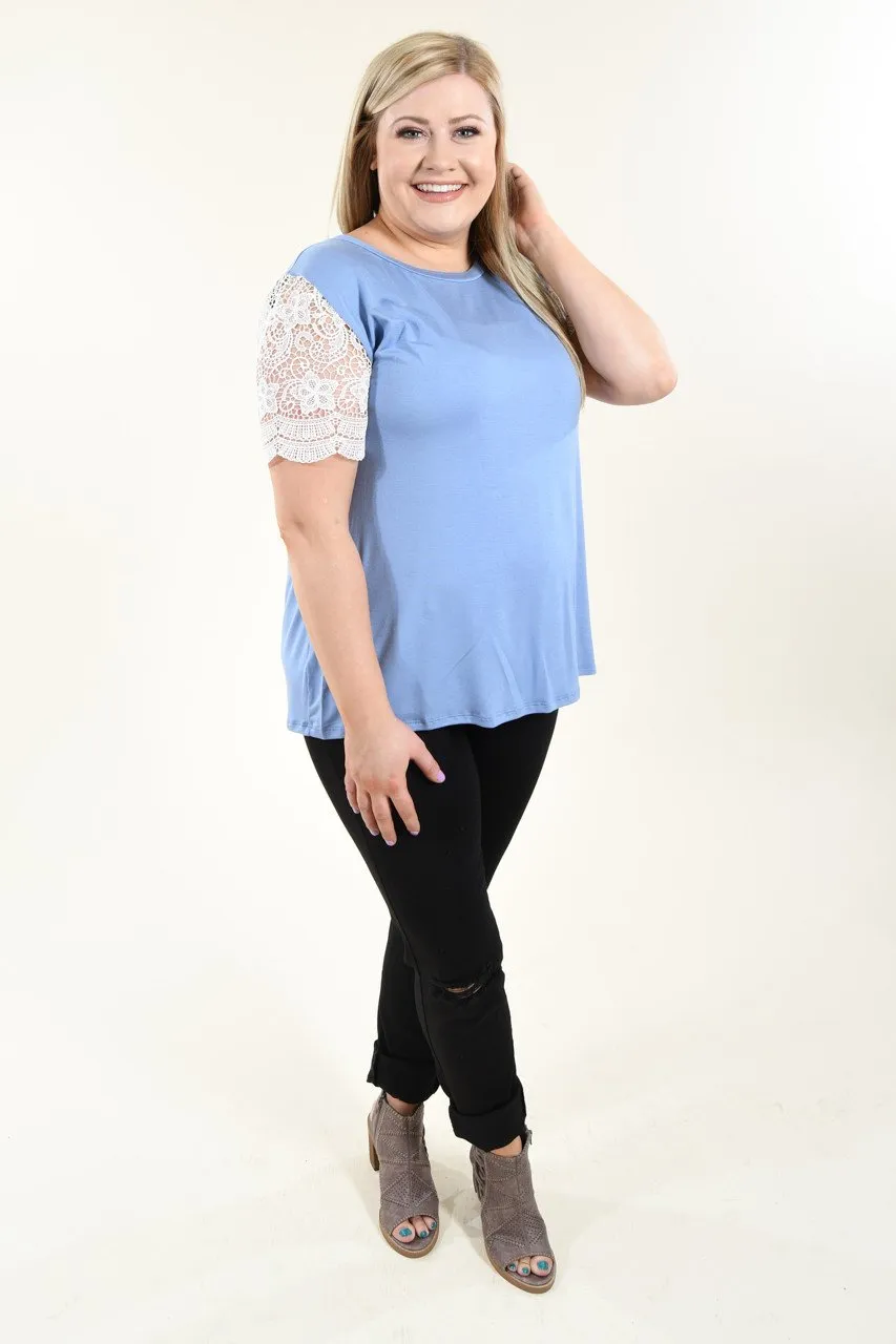 It's All Cool Detail Sleeve Top ~ Blue